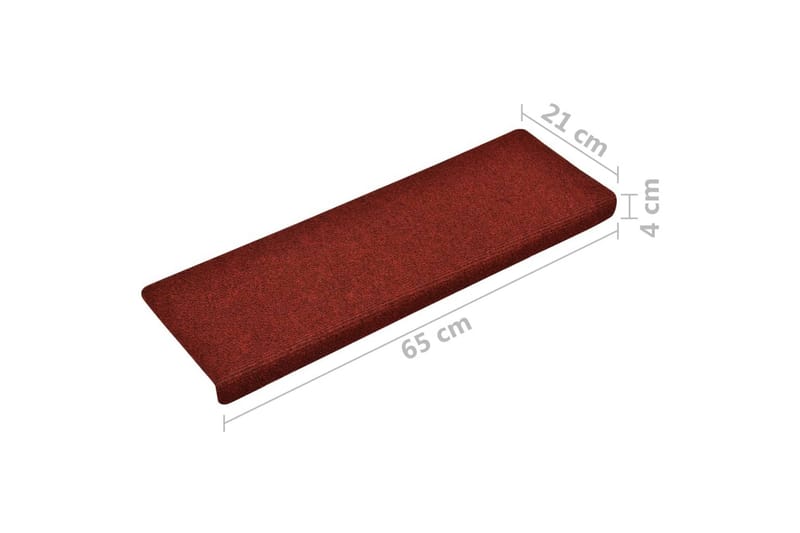 trappemåtter 10 stk. 65x25 cm tuftet bordeauxfarvet - Rød - Trappetrins tæpper - Små tæpper - Mønstrede tæpper - Store tæpper - Håndvævede tæpper - Gummierede tæpper