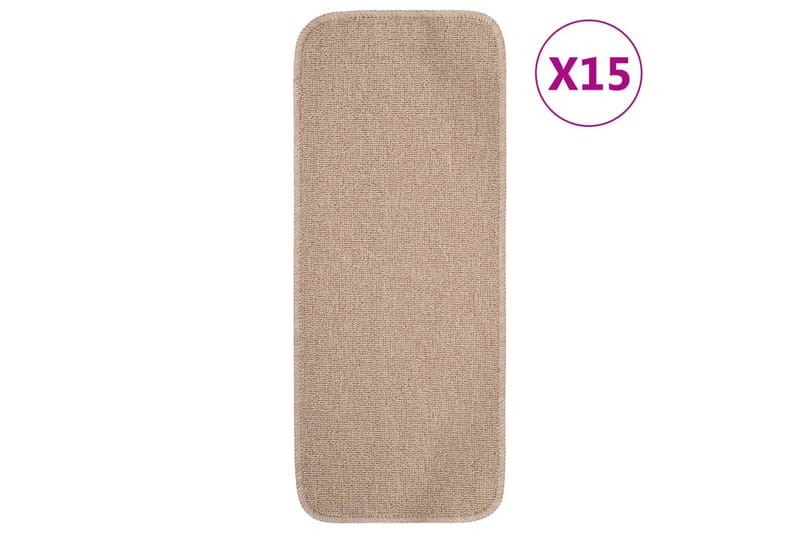 trappemåtter 15 stk. 60x25 cm skridsikker beige - Beige - Tekstiler - Tæpper - Specialmåtte - Trappetrins tæpper