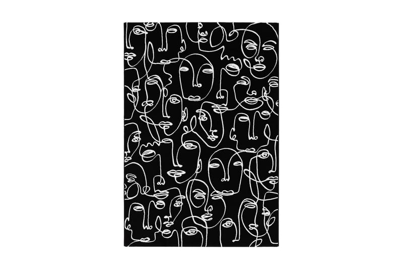 Eriswil Face Tæppe 200x290 cm - Sort - Wiltontæpper - Håndvævede tæpper - Gummierede tæpper - Små tæpper - Mønstrede tæpper - Store tæpper - Mønstrede tæpper