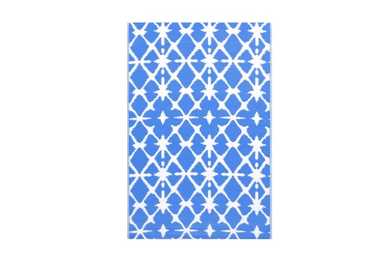 udendørstæppe 80x150 cm PP blå og hvid - Gummierede tæpper - Plastikmåtte balkon - Små tæpper - Mønstrede tæpper - Store tæpper - Balkontæppe & altantæppe - Håndvævede tæpper - Udendørs tæpper